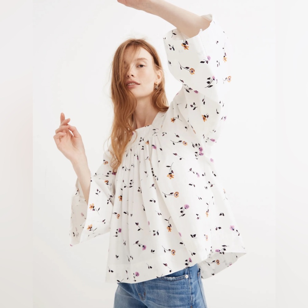Madewell Square-Neck Top in Sweet Blossoms Size Small